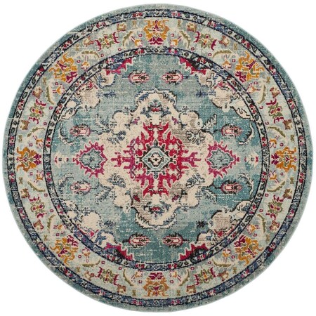 Safavieh Monaco Round Area RugLight Blue & Fuchsia 3 x 3 ft. MNC243J-3R
